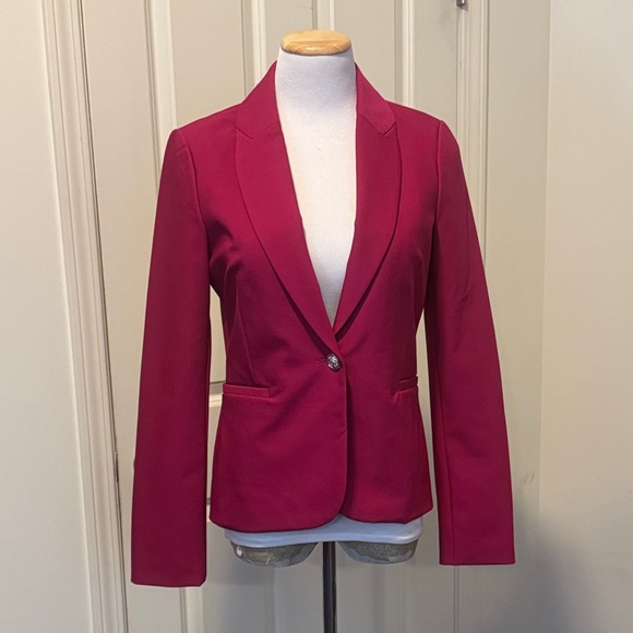 Nicole Miller Jackets & Blazers - Nicole Miller Deep Raspberry Single-Button Tailored Blazer with Silver Buttons